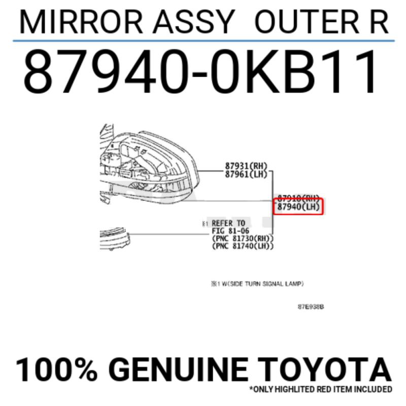 Mirror Assembly Left Side - 87940BZN50